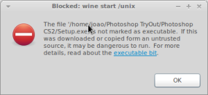 Wine Error Message